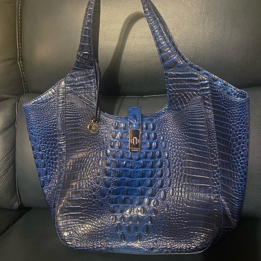 Brahmin Navy Embossed Tote
